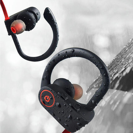 Waterproof U8 Bluetooth-compatible Earphone with Mic Touch Control Sports Earphone for Sports-Red