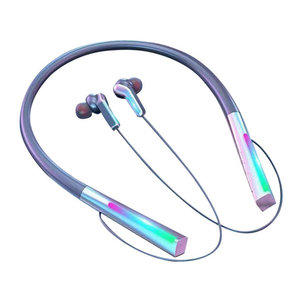 Noise Reduction Wireless Bluetooth 5.1 Gaming Headset Neckband Luminous Earphone for Sport-Silver