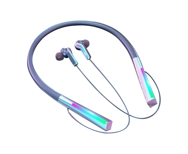 Noise Reduction Wireless Bluetooth 5.1 Gaming Headset Neckband Luminous Earphone for Sport-Silver