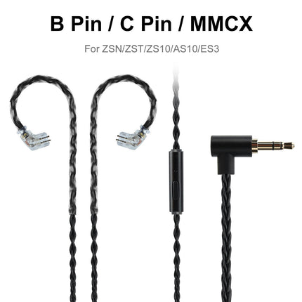 JCALLY Braided Wear-resistant Copper Headphone Earphone Cable with B/C/MMCX Pin-B