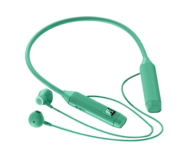 36D Surround Sound Effect Wireless Earbud Bluetooth 5.2 Neck Hanging Sports Earphone-Green