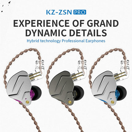 Ear Hook In-ear Headset KZ-ZSNpro Double Dynamic 2Pin Plug Stereo Music Wired Earphones-Grey