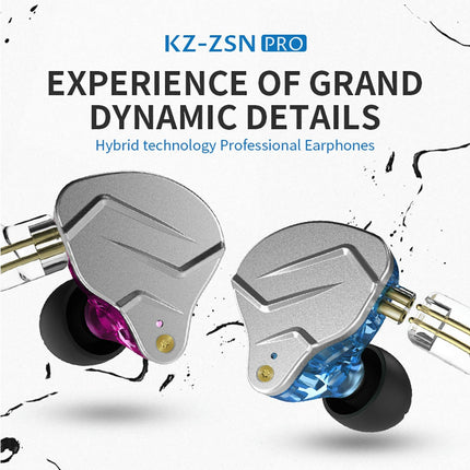 Ear Hook In-ear Headset KZ-ZSNpro Double Dynamic 2Pin Plug Stereo Music Wired Earphones-Grey