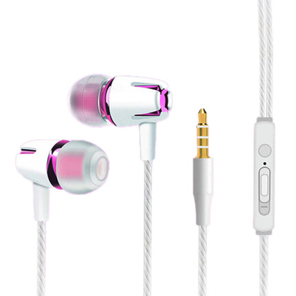 YM108 Wire Control Heavy Bass 3.5mm Wired Earbuds Ergonomic In-ear 4D Earphones-Rosy Red