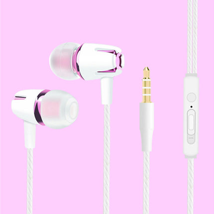 YM108 Wire Control Heavy Bass 3.5mm Wired Earbuds Ergonomic In-ear 4D Earphones-Rosy Red