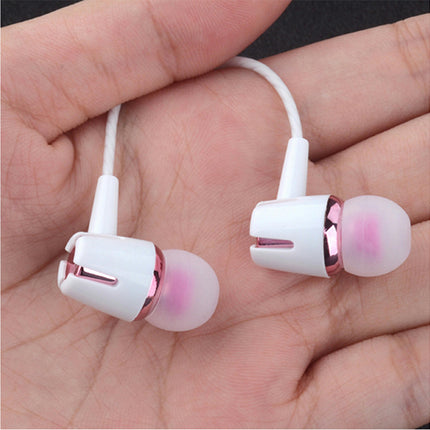 YM108 Wire Control Heavy Bass 3.5mm Wired Earbuds Ergonomic In-ear 4D Earphones-Rosy Red