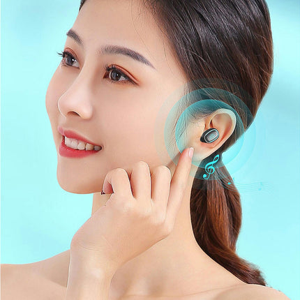 A10 Binaural True Wireless Bluetooth Headset 5.0 Digital In-ear Sports Earphone-Black