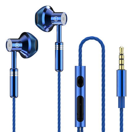 Ergonomic Wired Earbuds Heavy Bass In-ear 3.5mm Wire Control Earphones for Music-Blue