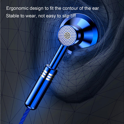 Ergonomic Wired Earbuds Heavy Bass In-ear 3.5mm Wire Control Earphones for Music-Blue