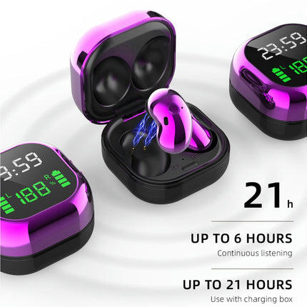 LED Color Screen Bluetooth 5.1 Earphone S6 Plus Wireless Mini In-ear Earbud for Sports-Purple