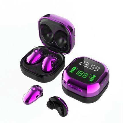 LED Color Screen Bluetooth 5.1 Earphone S6 Plus Wireless Mini In-ear Earbud for Sports-Purple