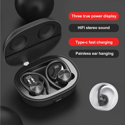 1 Pair  5.0 Wireless Headset LED Display Fingerprint Touch Intelligent Wireless Earbud-Black