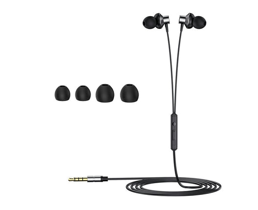 3.5m Universal Metal Heavy Bass Stereo Headset In Ear Wired Earphone with Mic-Grey