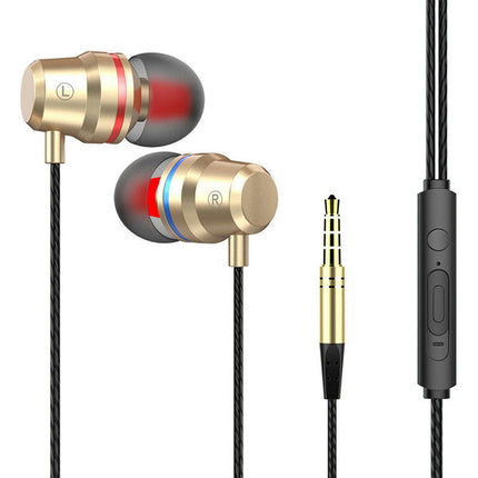 In-Ear Wired Earphone 3.5mm Heavy Bass Stereo Volume Control Headphone with Mic-Black