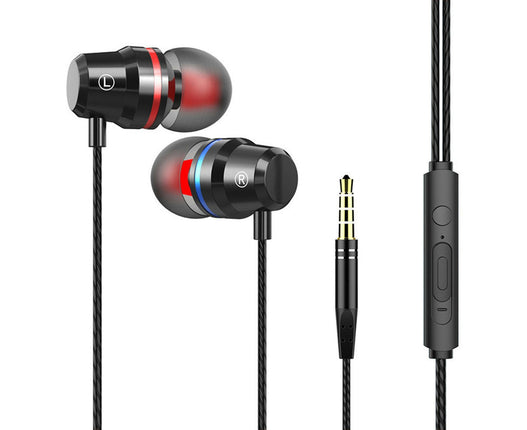 In-Ear Wired Earphone 3.5mm Heavy Bass Stereo Volume Control Headphone with Mic-Black