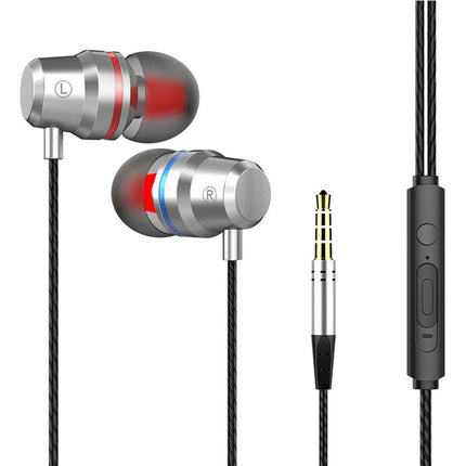 In-Ear Wired Earphone 3.5mm Heavy Bass Stereo Volume Control Headphone with Mic-Black