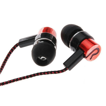 Portable Universal 3.5mm Braided Heavy Bass In-Ear Wired Earphone for Phone-Red