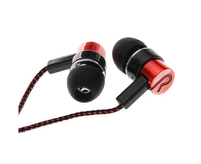 Portable Universal 3.5mm Braided Heavy Bass In-Ear Wired Earphone for Phone-Red