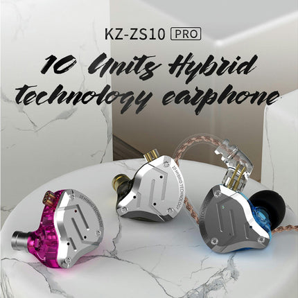 In-ear Stereo Sound Wired Headset KZ-ZS10Pro Double Dynamic Phone Gaming Earphones-Purple