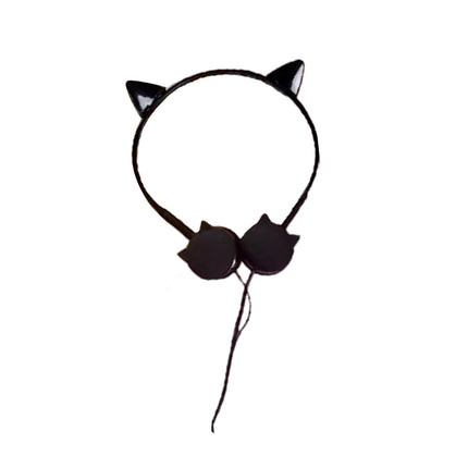 Music Phone Headset Wired Cute Cat Ear Shape 3.5mm Headphone with Microphone-White