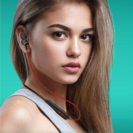 Intelligent Noise Reduction Wireless Earbud 5.0 Sports Neckband Earphone for Doing Sports-Red