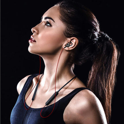 Intelligent Noise Reduction Wireless Earbud 5.0 Sports Neckband Earphone for Doing Sports-Red