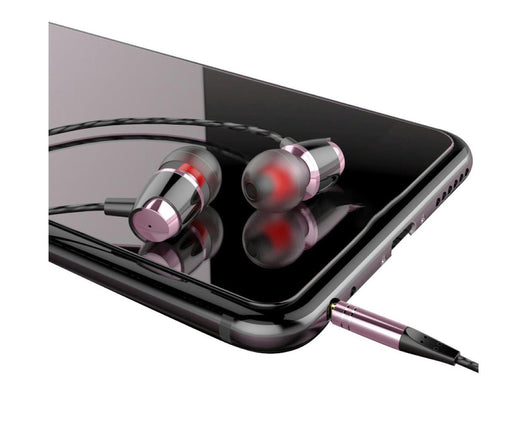 In-ear Wired Earphone 3.5mm Universal Bass Headphone with Mic for Phone Tablet-Pink