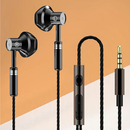 HiFi Sound Half In-ear Music Earbud for Phone Wired Earphone With Microphone-Black