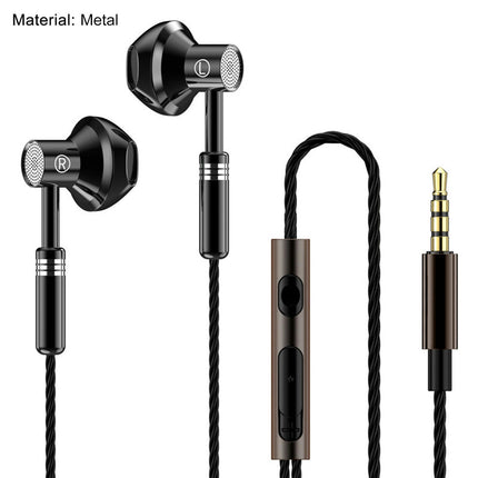 HiFi Sound Half In-ear Music Earbud for Phone Wired Earphone With Microphone-Black