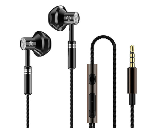 HiFi Sound Half In-ear Music Earbud for Phone Wired Earphone With Microphone-Black