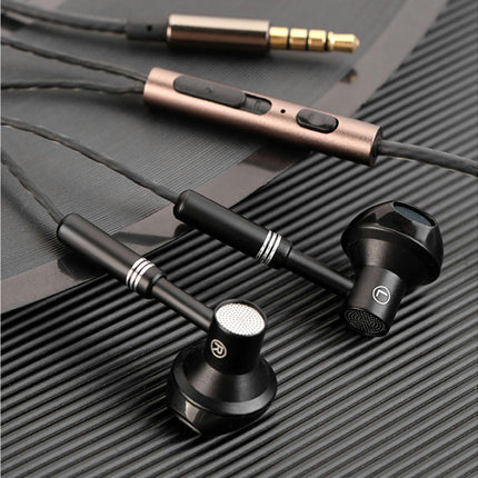 HiFi Sound Half In-ear Music Earbud for Phone Wired Earphone With Microphone-Black