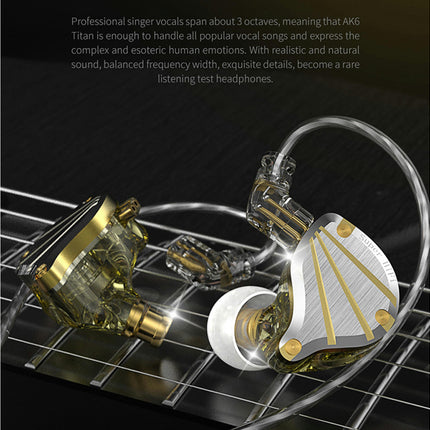 QKZ-TITAN Sensitive Ergonomic Wired Earphone 3.5mm In-ear HD-compatible Call Earphone-Golden