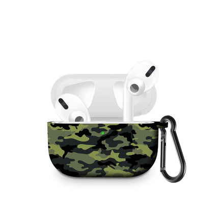 Bluetooth Earphone Protective Case Storage Box  with Carabiner for Air-Pods Pro-Ink Flower*