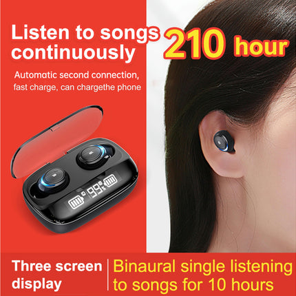 5.0 Wireless Earphones M-U8Bluetooth-compatible Digital Display Stereo HiFi Headset-Grey