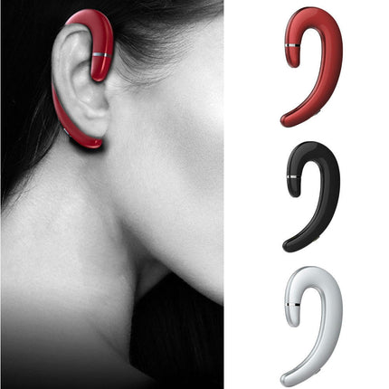 1Pc Ear-hook Earphone P2 Bone Conduction Music Bluetooth Earphone with Microphone-Silver