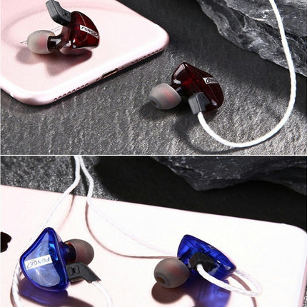 HiFi Earbuds with Mic for Smartphone Waterproof Sport In Ear Super Bass Earphone-Transparent Red