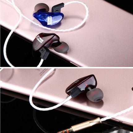 HiFi Earbuds with Mic for Smartphone Waterproof Sport In Ear Super Bass Earphone-Transparent Red