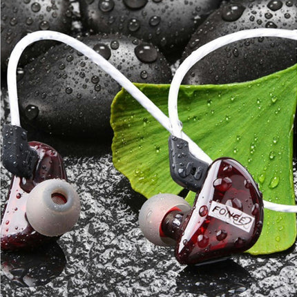 HiFi Earbuds with Mic for Smartphone Waterproof Sport In Ear Super Bass Earphone-Transparent Red