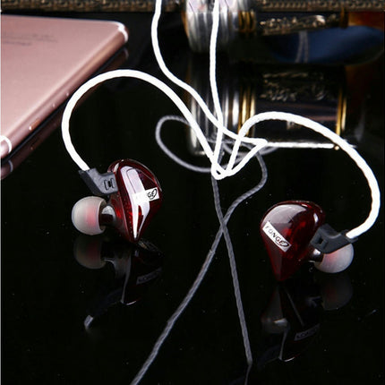 HiFi Earbuds with Mic for Smartphone Waterproof Sport In Ear Super Bass Earphone-Transparent Red