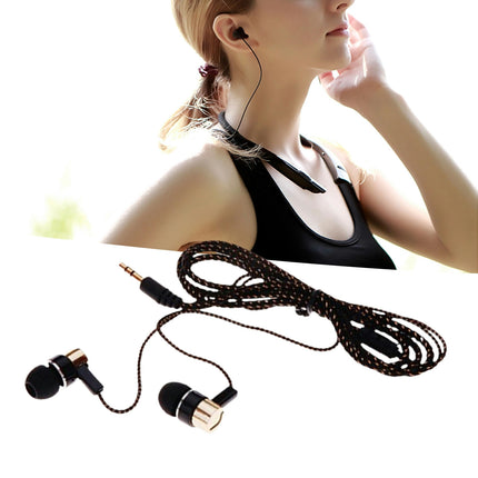 In-ear Wired Stereo Braid Earphone for Sports Stereo Noise Reduction TPE 3.5mm Headset-Golden