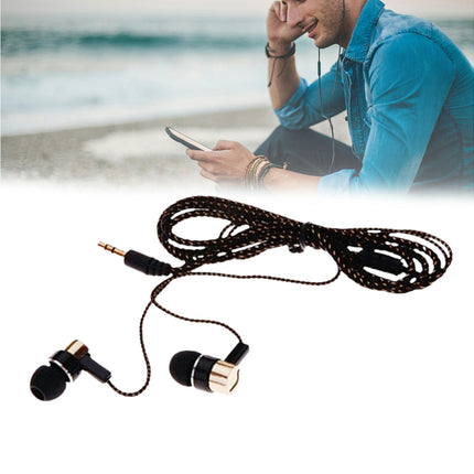 In-ear Wired Stereo Braid Earphone for Sports Stereo Noise Reduction TPE 3.5mm Headset-Golden