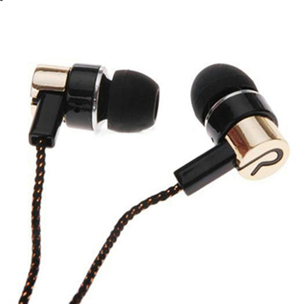 In-ear Wired Stereo Braid Earphone for Sports Stereo Noise Reduction TPE 3.5mm Headset-Golden