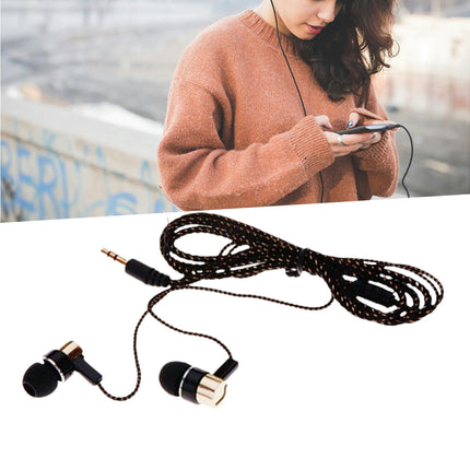 In-ear Wired Stereo Braid Earphone for Sports Stereo Noise Reduction TPE 3.5mm Headset-Golden