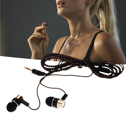 In-ear Wired Stereo Braid Earphone for Sports Stereo Noise Reduction TPE 3.5mm Headset-Golden