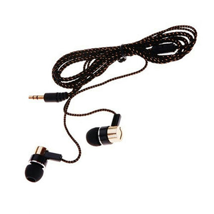 In-ear Wired Stereo Braid Earphone for Sports Stereo Noise Reduction TPE 3.5mm Headset-Golden