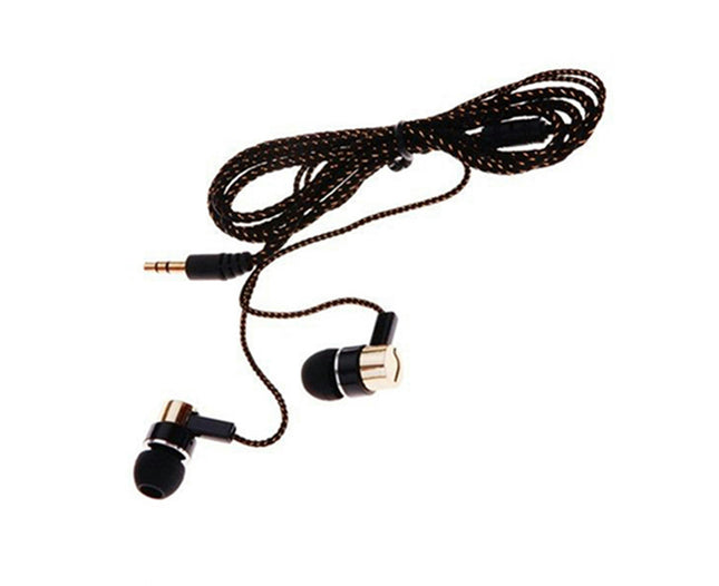 In-ear Wired Stereo Braid Earphone for Sports Stereo Noise Reduction TPE 3.5mm Headset-Golden