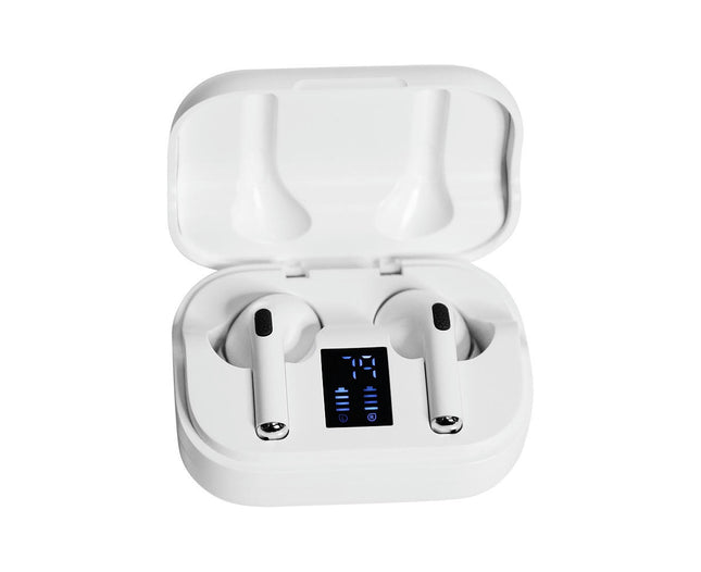 LED Digital Wireless Earbuds Mini Waterproof Sport Bluetooth-compatible 5.0 Earphones -White