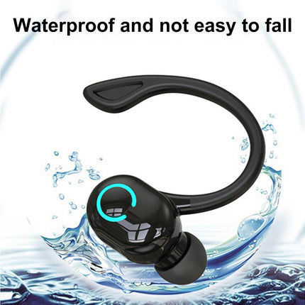 HIFI Stereo Earphone L15 Wireless Monaural Headset Hanging Sports Ear Headphones-Black