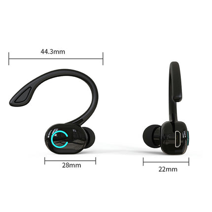 HIFI Stereo Earphone L15 Wireless Monaural Headset Hanging Sports Ear Headphones-Black