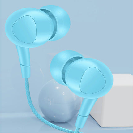 L202 Wired Earphone 3.5mm Universal In-ear Sport Stereo Earbuds with Mic for Mobile Phone-Blue